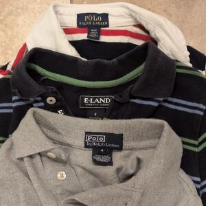 GREAT Polo Ralph Lauren and E-Land Striped and Solid Polo Shirts- 4T